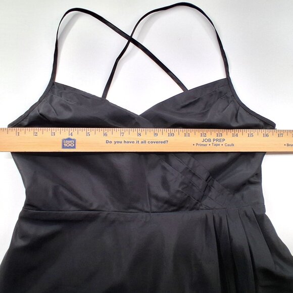 J.Crew Black Silk Taffeta Midi Dress A Line Cocktail Criss Cross Back Lined SZ 8 - Picture 9 of 12